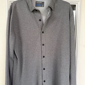 Twillory Men's Gray Athleisure Casual Button Down Shirt Large Soft Cozy Stretch